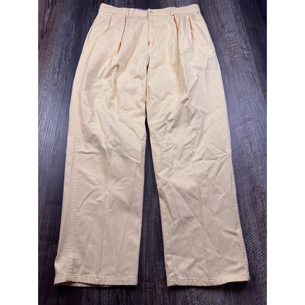 Polo Ralph Lauren Classic Golf Pant Mens 34x30 Yellow Pleated Cotton Chino Vtg